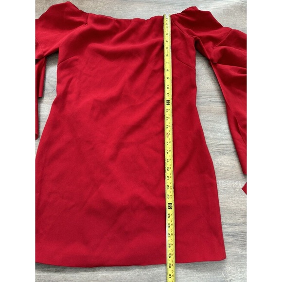 Pinko Red Dress Off The Shoulder Ruffle Detail Flutter Sleeve Womens 8 - Picture 2 of 11